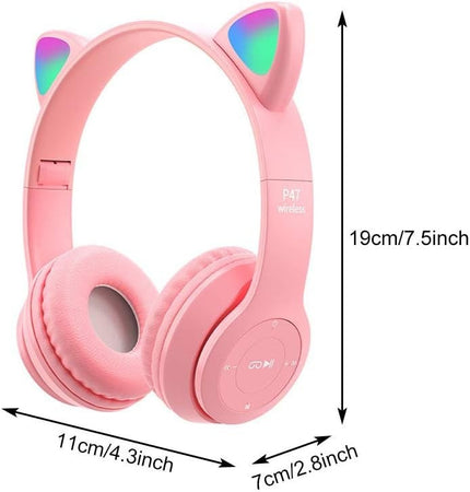 Cuffie Per Bambini Pieghevoli Senza Fili Con Orecchie Di Gatto A Led Bluetooth