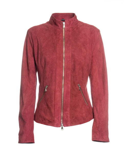 Zara - Giacca Donna Bordeux Chiaro in vero Camoscio