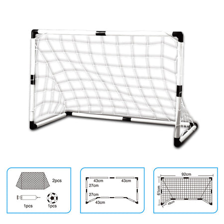 Set 2 Porte Calcio 92 x 64 cm con Pallone Gonfiatore e Morsetti per Fissaggio