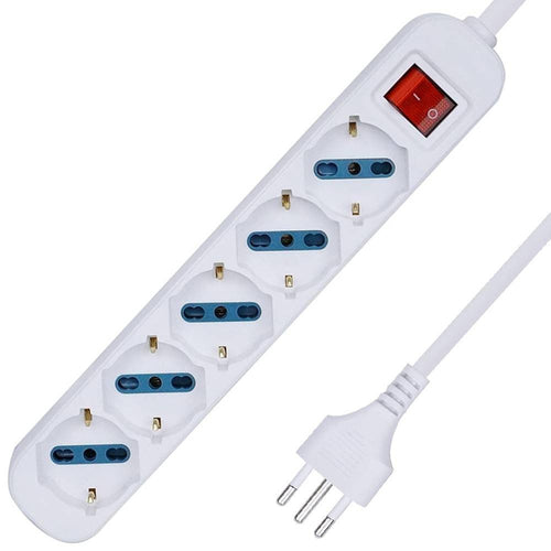 Multipresa Shuko Bipasso 10 E 16 Amp 5 Posti Ciabatta Elettrica Con Interruttore