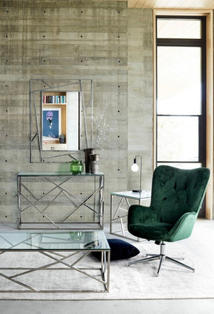 Tavolino "Rayan" struttura in acciaio inossidabile per arredamento