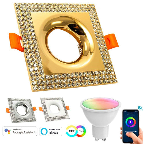 Faretto Smart Incasso Quadrato Brillantini Led 5w Gu10 Rgb Wifi Alexa Google Home