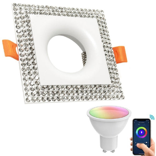 Faretto Smart Incasso Quadrato Brillantini Led 5w Gu10 Rgb Wifi Alexa Google Home