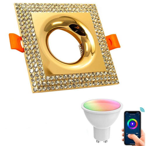 Faretto Smart Incasso Quadrato Brillantini Led 5w Gu10 Rgb Wifi Alexa Google Home