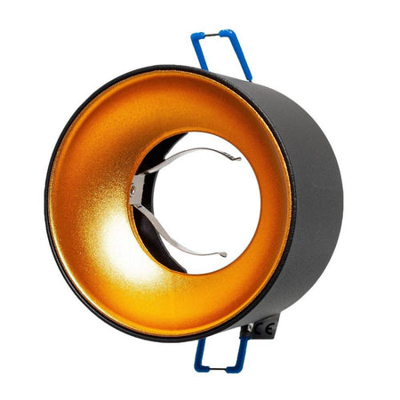 Portafaretto Tondo Nero Oro Incasso 70 Mm Luce Soffitto Lampade Led Gu10 Gu5.3
