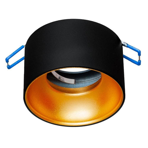 Portafaretto Tondo Nero Oro Incasso 70 Mm Luce Soffitto Lampade Led Gu10 Gu5.3