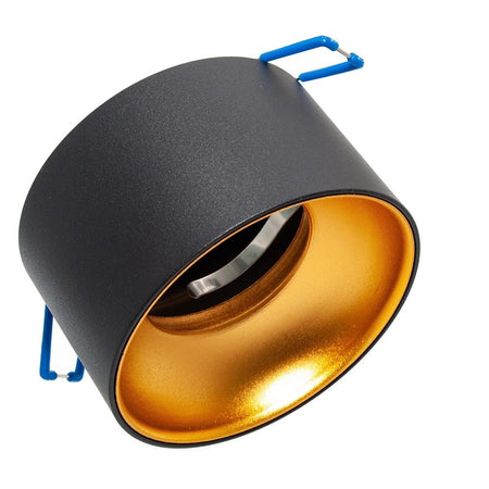 Portafaretto Tondo Nero Oro Incasso 70 Mm Luce Soffitto Lampade Led Gu10 Gu5.3