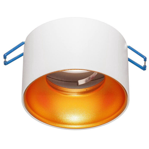 Portafaretto Tondo Bianco Oro Incasso 70 Mm Cartongesso Lampade Led Gu10 Gu5.3