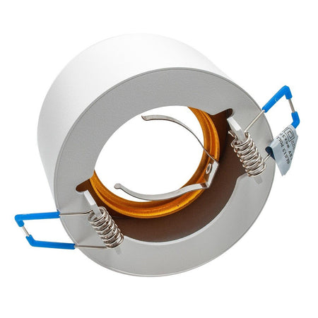 Portafaretto Tondo Bianco Oro Incasso 70 Mm Cartongesso Lampade Led Gu10 Gu5.3