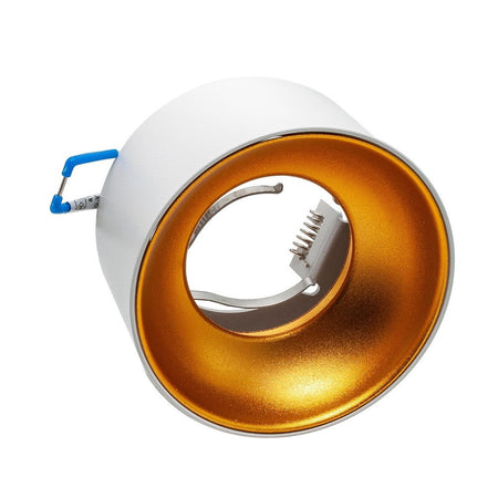 Portafaretto Tondo Bianco Oro Incasso 70 Mm Cartongesso Lampade Led Gu10 Gu5.3