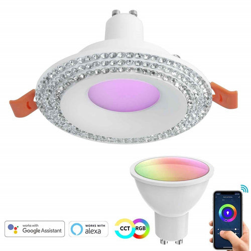 Faretto Led Smart Incasso Tondo Brillantini Gu10 Wifi Rgb Cct Alexa Google 65mm