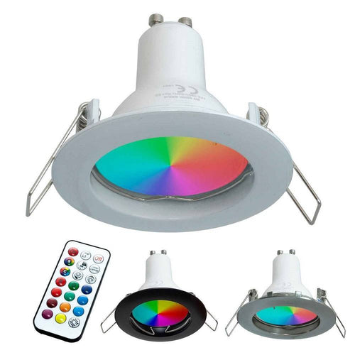 Faretto Led 6w Incasso 6 Cm Tondo Rgb+6000k Rgbw Gu10 Effetti Luce Colorata 230v