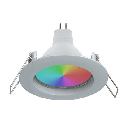 Faretto Led Rgb+3000k 6w 12v Incasso 6cm Tondo Rgbw Effetti Luce Colorata Barca