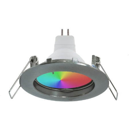 Faretto Led Rgb+3000k 6w 12v Incasso 6cm Tondo Rgbw Effetti Luce Colorata Barca