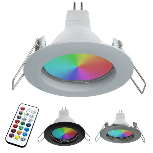 Faretto Led Rgb+3000k 6w 12v Incasso 6cm Tondo Rgbw Effetti Luce Colorata Barca