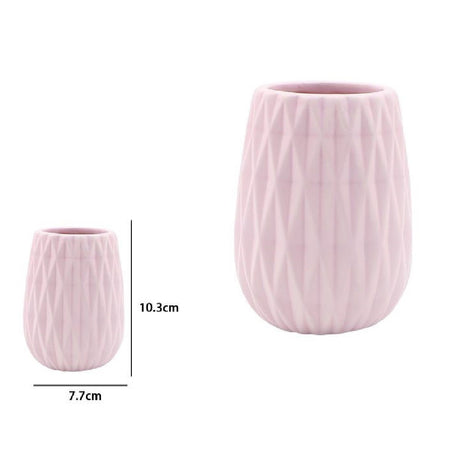Bicchiere Porta Spazzolini Colore Rosa Lavorato Accessori Arredo Da Bagno 79947
