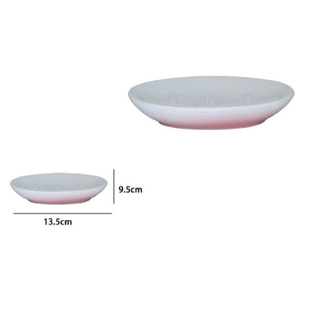 Piatto Piattino Porta Sapone Saponetta Bagno Ceramica Bianco Rosa Arredo 59908