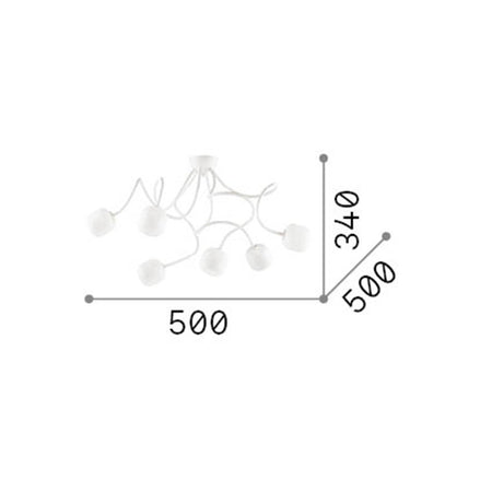 Plafoniera Moderna Octopus Materie Plastiche Bianco 6 Luci G9 3W 3000K