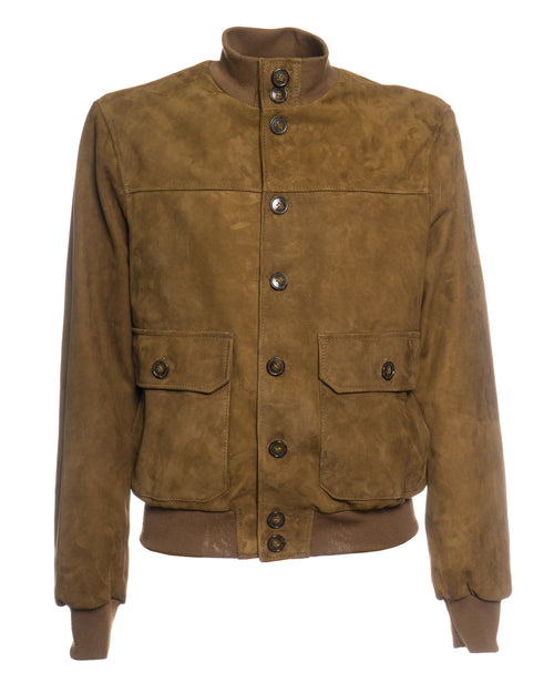 Polo Uomo - Bomber Cuoio in vera pelle camoscio