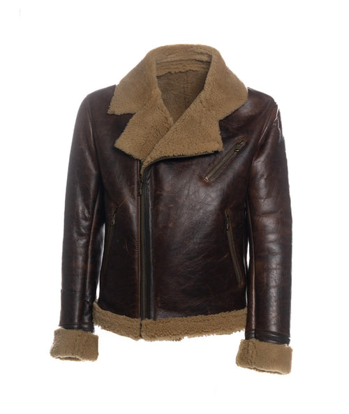 Chiodo Alberto - Chiodo Uomo Marrone e Beige in montone Shearling