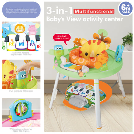 Centro Attività per Bambini e Neonati 3in1 con Seduta Giochi e Tastiera Musicale