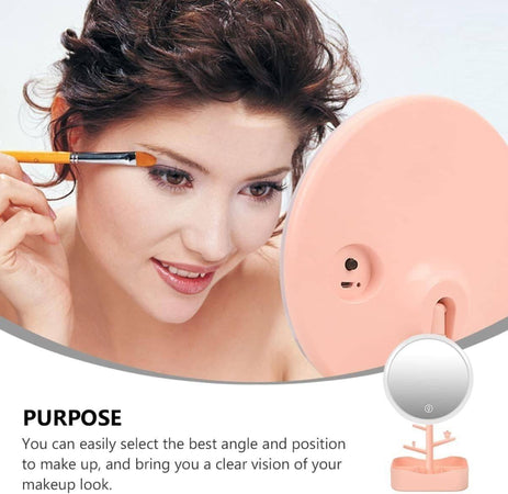 Specchio Per Trucco Makeup Da Tavolo Con Luce A Led Ricaricabile + Portagioielli