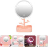 Specchio Per Trucco Makeup Da Tavolo Con Luce A Led Ricaricabile + Portagioielli