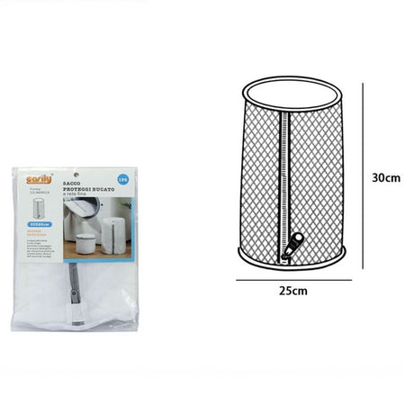 Sacco A Rete Fine Forma Cilindrica Lavatrice Proteggi Bucato Con Zip 30x25cm 59992