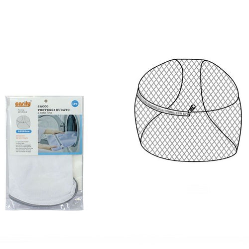 Sacco Rete Fine Forma Sferica Salvabiancheria Proteggi Bucato Con Zip 25cm 59993