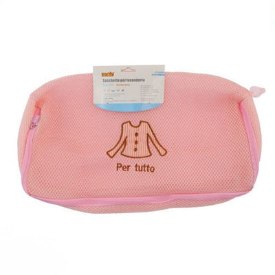 Sacchetto Per Lavanderia Lavatrice Lavaggi Biancheria Rete Rosa 36x18x10cm 59372