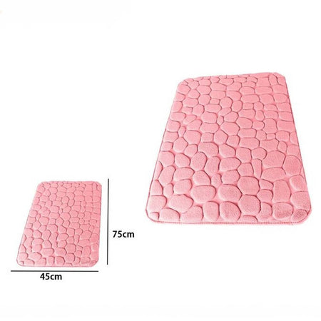 Tappeto Tappetino In Tessuto Effetto Sassi Per Arredo Bagno 45 X 75cm Rosa 69976