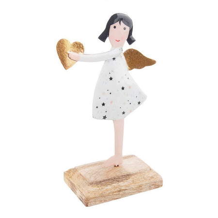 Angelo decorativo "Shelly" in metallo con cuore per decorazioni natalizie