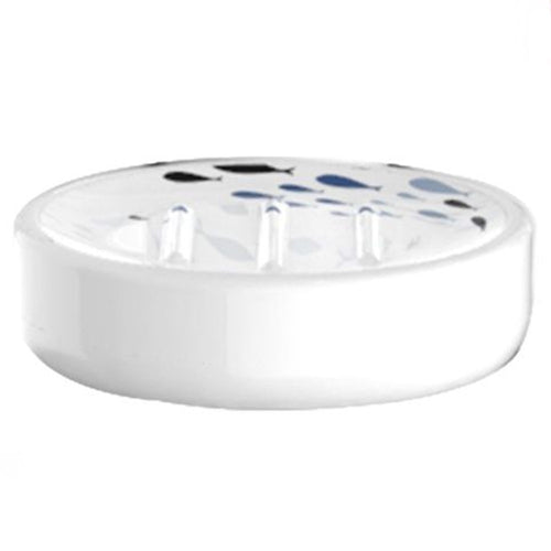 Porta Sapone Saponetta Bianco Pesciolini Accessorio Per Bagno In Ceramica 69877