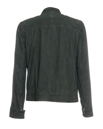 U08 - Giacca Uomo Verde Petrolio in vera pelle Camoscio