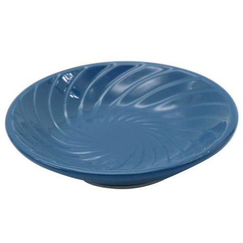 Piattino Porta Sapone Saponetta In Ceramica Rigata Spirale Blu Tondo Bagno 79956