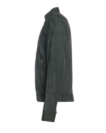 U08 - Giacca Uomo Verde Petrolio in vera pelle Camoscio