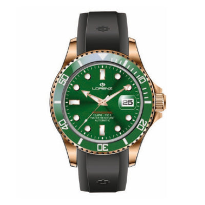 Orologio LORENZ uomo Submarine automatico gomma nero / verde