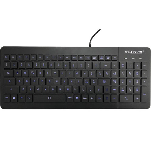 Tastiera Wired Retroilluminata Impermeabile Windows Pc Con Filo Maxtech Ek-720m
