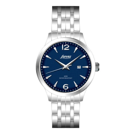 Orologio LORENZ uomo Vintage data acciaio / blu