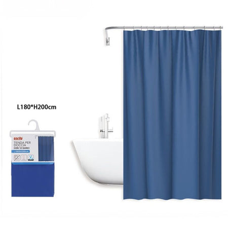 Tenda Doccia Antimuffa Impermeabile 180x200cm Con 12 Ganci Anelli Bagno Blu 69892