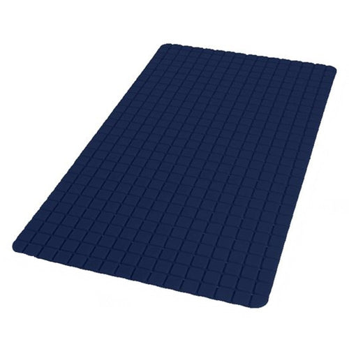 Tappeto Tappetino Antiscivolo Per Bagno Arredo 69x39cm Blu Con Quadratini 69899