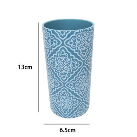 Bicchiere Porta Spazzolino Celeste Con Maioliche Accessorio Arredo Bagno 87026