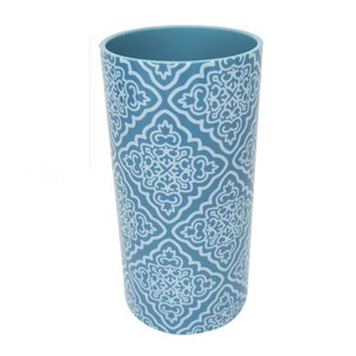 Bicchiere Porta Spazzolino Celeste Con Maioliche Accessorio Arredo Bagno 87026