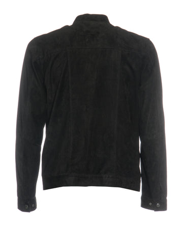 U010 - Giacca Uomo Nero in vera pelle camoscio