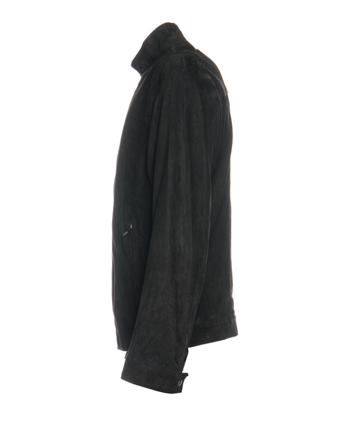U010 - Giacca Uomo Nero in vera pelle camoscio