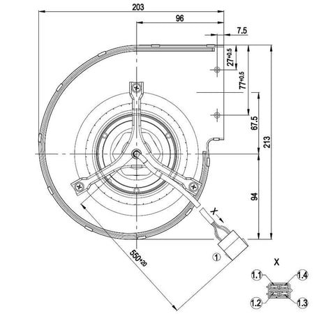 Ventilatore centrifugo D4E133-DT46-L4 per stufa a pellet 14706063