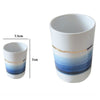 Bicchiere Porta Spazzolini Con Sfumature Blu Azzurre Riga Oro Arredo Bagno 59866
