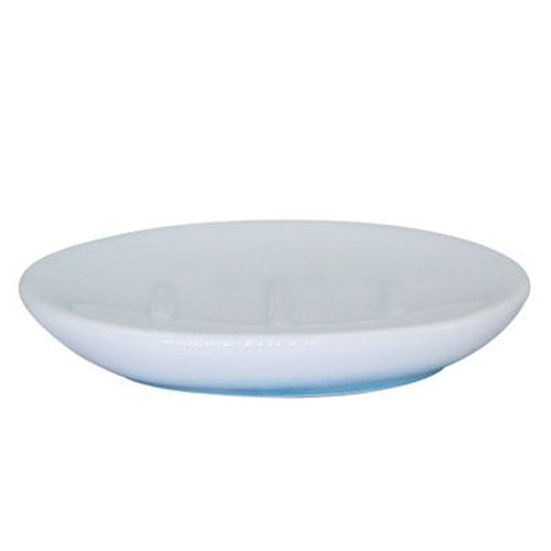 Piatto Piattino Portasapone Saponetta Bagno Ceramica Bianco Azzurro Arredo 59912