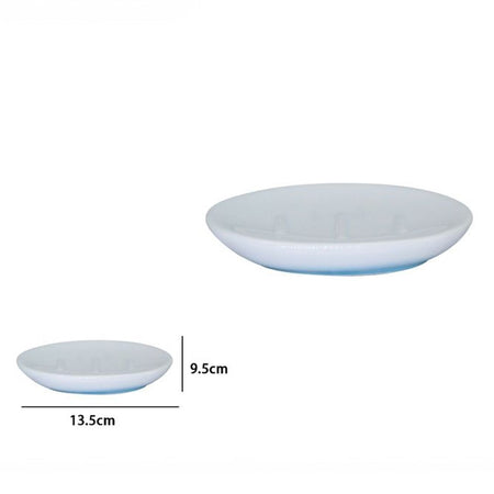 Piatto Piattino Portasapone Saponetta Bagno Ceramica Bianco Azzurro Arredo 59912