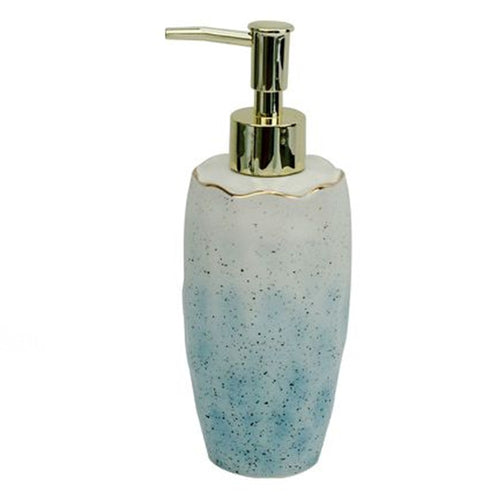 Dispenser Sapone Liquido Bagno Bianco Azzurro Con Effetto Pietra Dosatore 79271